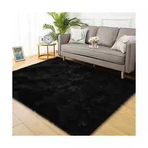 COZYLOOM Large Shag Rug 9x12 Modern Shag Area Rug Thick Plush Black Rug Ultra... - Picture 1 of 8