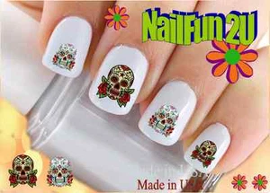 Nail Art 600 IMAGE Sugar Skull #3 Roses WaterSlide Nail Decals Transfers - Picture 1 of 2