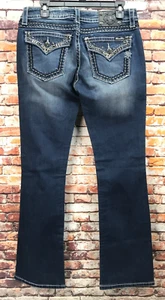 Miss Me Jeans Signature Boot Cut Rhinestones Embellished Pockets Womens 31 NEW - Picture 1 of 16