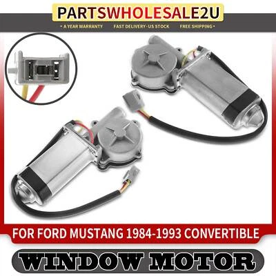 Window Motor w/ 2- Pins for Ford Mustang 1984-1993 Convertible Rear Left & Right Foto 1 de 4