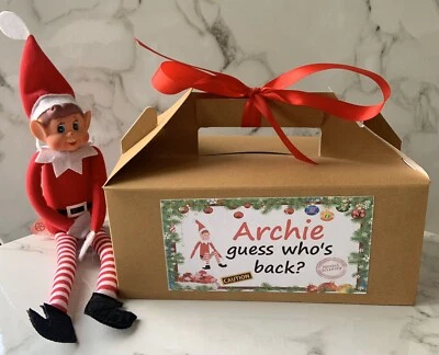 AVA GRACEFUL DESIGNS Personalised Christmas Elf Arrival Box Kraft Brown