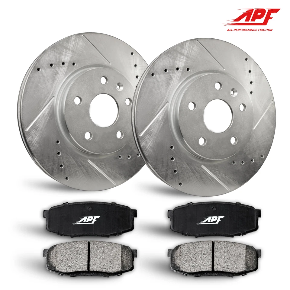 Rear Zinc Drill/Slot Brake Rotors + Pads for Chrysler Town & Country 2012-2016 Foto 1 de 4