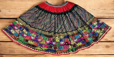 Falda Boho Étnica Gitana Kuchi Bordada Tribal India Danza del Vientre Banjara Rabari Foto 1 de 4