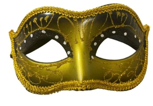 Glitter Venetian Masquerade Mask Mardi Gras Party Costume Ball Gold New - Picture 1 of 4