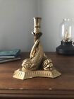 Vintage Heavy Solid Brass Twisted Fish Candlestick Holder Made In India