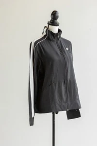 NIKE Womens Track Jacket  Size L Black White Stripe Full Zip - Picture 1 of 4