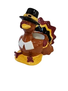 Vintage Teleflora Gifts Thanksgiving Pilgrim Turkey Planter Candy Dish Display - Picture 1 of 4
