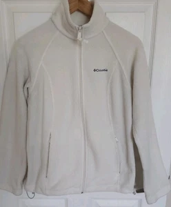 Columbia Women's Full Zip Fleece Jacket Cream Ivory SMALL Fall Spring Light - Picture 1 of 11