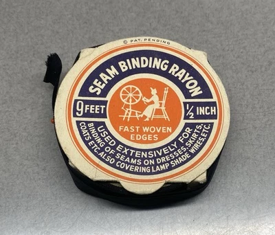 Vintage Rayon Taffeta Seam Binding Roll ~ Black - Image 1 of 4