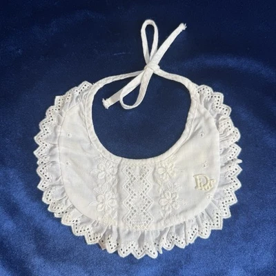 Babero de bebé Christian Dior vintage blanco cuello ropa accesorio 0-3 meses Foto 1 de 4