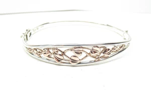 Clogau Gold Silver & 9ct Rose Gold Tree of Life Bangle 7 1/4" - Picture 1 of 9