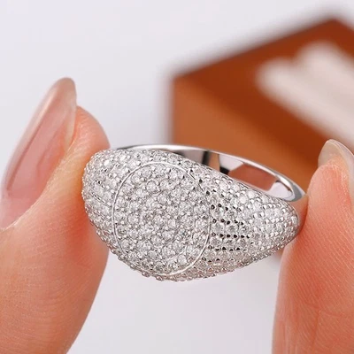 Anillo de Moissanita Real de 1,2 mm para Mujeres Hombres Hip Hop Banda de Eternidad Plata de Ley 925 Foto 1 de 4