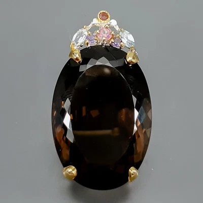 Jewellery 80ct+ Natural Smoky Quartz Pendant 925 Sterling Silver  /NP49630 - Image 1 of 4