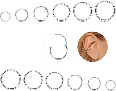 12 Pezzi Piercing Naso in Acciaio Chirurgico Setto Piercing 16G Anello Segmento  - Immagine 1 di 4