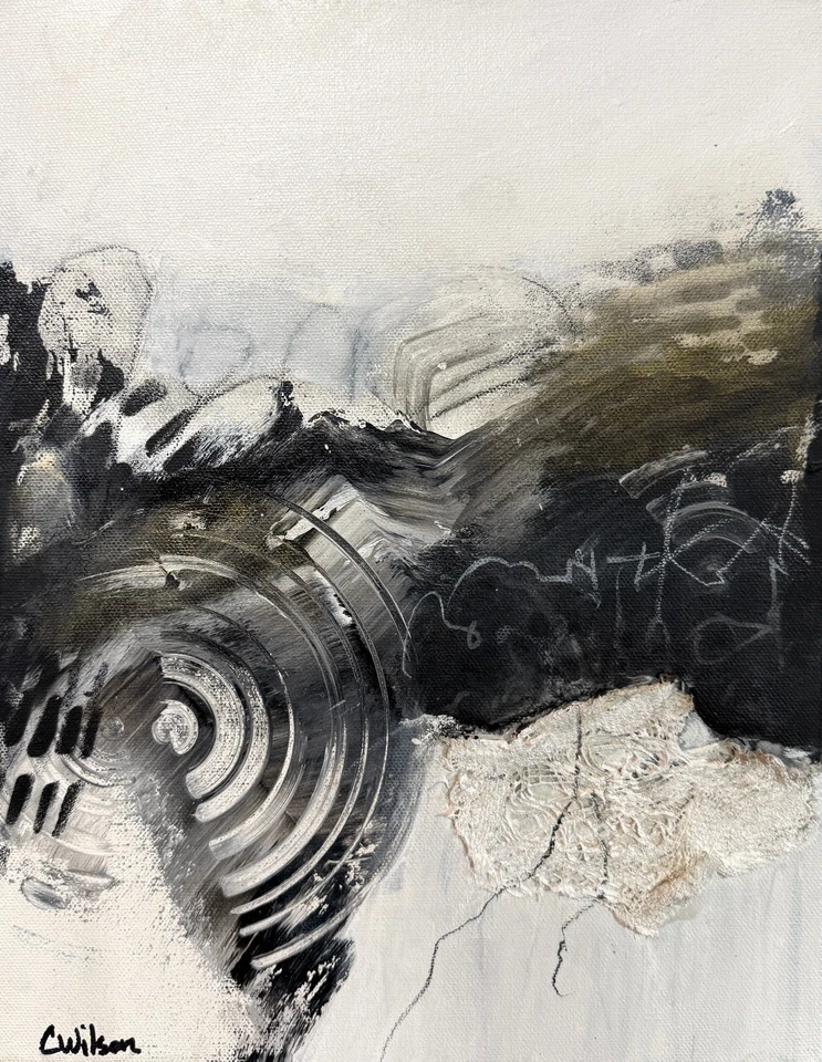 Wilson Original ALTAMENTE Texturizado Moderno Abstracto 11 x 14" sobre Lienzo Galería Foto 1 de 4