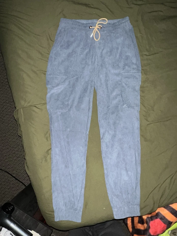 Men’s Blue Corduroy Sweatpants  - Image 1 of 4