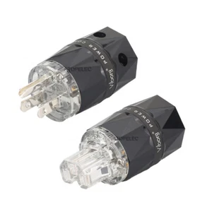 VIBORG Silver Plated Pure Red Copper US Male / IEC Female Power Plug HiFi 503 - Picture 1 of 6