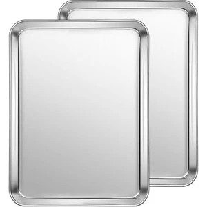 Quarter Sheet Pan Set of 2 CEKEE Stainless Steel Baking Sheet & Cookie Sheets - Picture 1 of 7