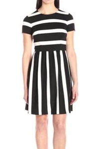 Eliza J Women's Cap Sleeve Fit and Flare Black White Size 4 NWOT - Picture 1 of 21