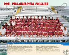 1991 PHILADELPHIA PHILLIES TEAM 8X10 PHOTO KRUK DAULTON MORANDINI MURPHY