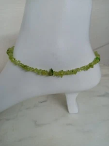 Natural Peridot Gemstone Chip Fashion Anklet for Women | Bohemian Anklet | - Picture 1 of 7