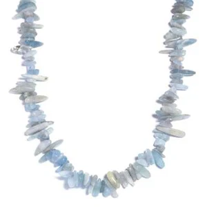 Mangoro Aquamarine 340.00ctw Chips Necklace Platinum Bond 20" - Picture 1 of 5
