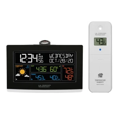 631-99897 La Crosse Technology WiFi Projection Alarm Clock with LTV-TH2i Sensor - Image 1 of 4
