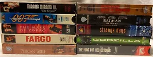 10 Suspense Crime Action Vhs Lot All From 1990s 90s Bronson 007 Fargo Godzilla - Picture 1 of 4