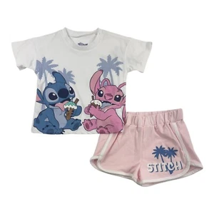 Disney Lilo & Stitch Girls' Short Set White Size 4, 5, 6, 6X - Picture 1 of 1