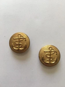 USN Navy Button Anchor Rope 7/8" Brass Tone Metal US Military Vintage Lot Of 2 - Picture 1 of 6