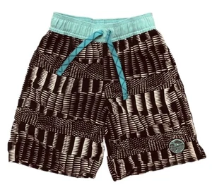 Patagonia Swim Trunks Boys S 7-8 Blue Black Print Board Shorts - Picture 1 of 8