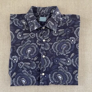 Culturata Short Sleeve Wallpaper Floral Print Contemporary Fit Shirt Blue XL - Bild 1 von 4