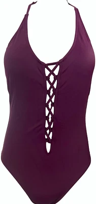 NUEVO TRAJE DE BAÑO EXPRESS SWIM POTENTE PÚRPURA CON CORDONES DE UNA PIEZA TALLA XS Foto 1 de 4