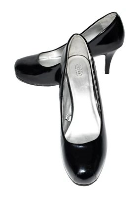 Zapatos de salón Mossimo negros imitación charol doble costura punta cuadrada talla 9M Foto 1 de 4