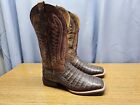 Mens 9 D Ariat Brown EXOTIC CAIMAN Square Toe Western Cowboy Boots WORN ONCE!!