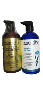 Pura D’or Anti-Thinning Biotin Shampoo & Awakening Body Wash Set of 2 - 16oz - Picture 1 of 3