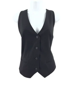 Norma Kamali Career Vest Womens Size M Black Button Front Sleeveless Jacket - Picture 1 of 9