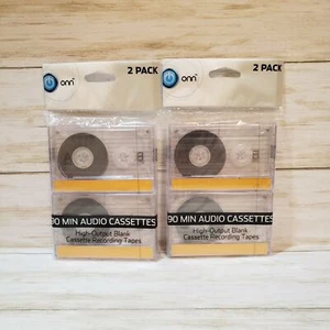 2 packs of 2 Onn 90 Minute Audio Cassettes High-Output Blank Recording Tapes-New - Picture 1 of 5