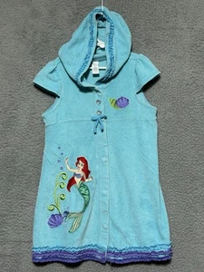 Disney Girls Size 10 Swim Towel Dress Little Mermaid Snap Hooded Terry Cover Up - Picture 1 of 7