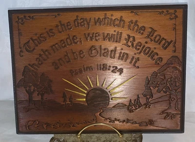 Wooden Plaque “This Is The Day Which The Lord Hath Made” Psalm 118:24 Religious - Image 1 of 4