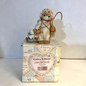 Calico Kittens Shepherd Lamb Toy FRIENDS COME FROM AFAR 625248 Enesco Christmas - Picture 1 of 6