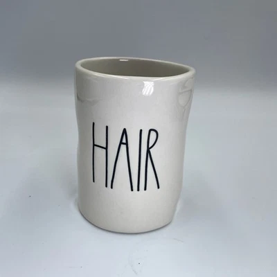 Tocador de baño Rae Dunn cepillo cosmético cabello cerámica taza vidrio Foto 1 de 4