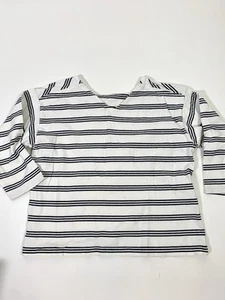 Uniqlo Womens B&W Striped Top T-Shirt Size Large Long Sleeve - Picture 1 of 9
