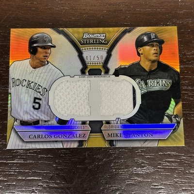 Bowman Sterling 2011 - Cargador de caja doble reliquias Giancarlo Stanton, Carlos González Foto 1 de 2