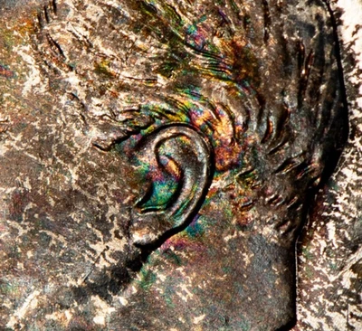 1959 10c Silver Roosevelt Dime - PQ Thick Rainbow Toning - BU - SKU-Z6377 - Image 1 of 4