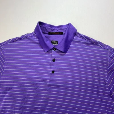 Polo de golf Nike Tiger Woods Collection para hombre L púrpura a rayas manga corta Foto 1 de 4