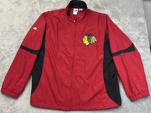 VTG MAJESTIC NHL BLACKHAWKS Size XL Mens Windbreaker Jacket Full Zip Red Indian - Picture 1 of 15