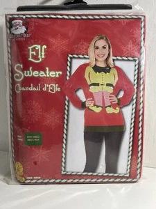 Ugly Christmas Santa Red Elf Sweater Adult Costume Small Holiday - Picture 1 of 10