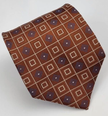 Meeting Street Silk Tie Orange Beige Blue Geometric Men Necktie 59 x 3.75 - Image 1 of 4