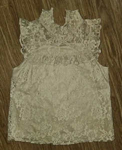Sleeveless Floral Lace Small Women's Top - Picture 1 of 6